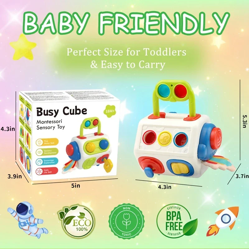 BusyCube – Älykäs ja leikkisä – Montessori Fidget Kuutio 10--1