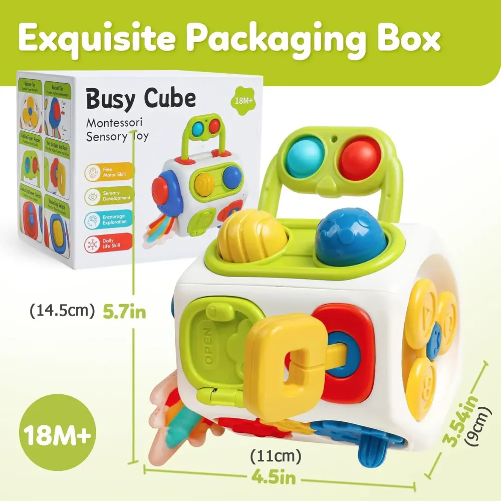 Montessori Busy Cube™ – Kätevä matkoilla - Aistikuutio