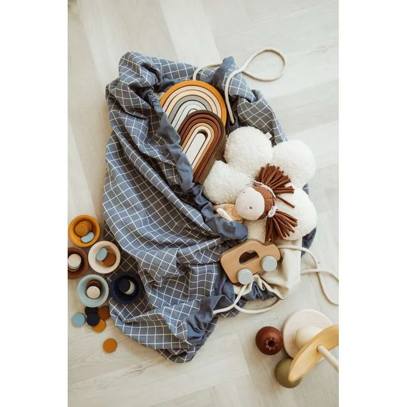 Kaikki-yhdessä Luova Play & Go Säilytysmatto - Pesticide-free Grid - Sininen