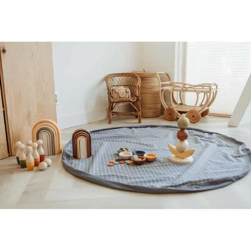 Kaikki-yhdessä Luova Play & Go Säilytysmatto - Pesticide-free Grid - Sininen