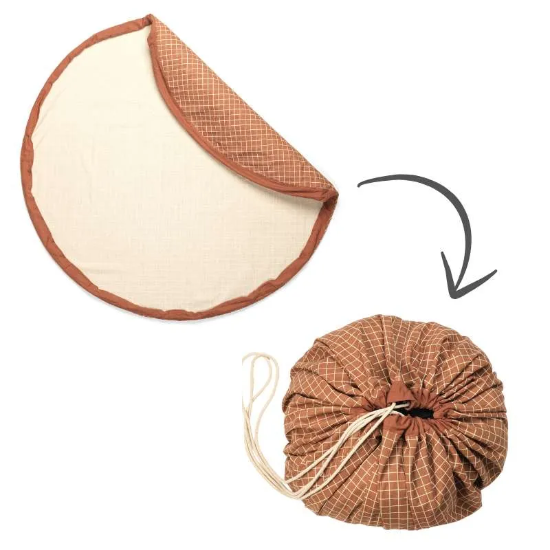 Pre-Cut Play & Go Opbevaringstæppe - Pesticide-free Grid - Brown