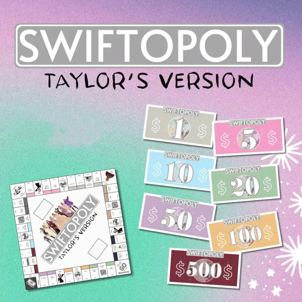 Swiftopoly | Taylor Swift Monopoly Lautapeli 2-6 Pelaajalle ainutlaatuisella kokemuksella