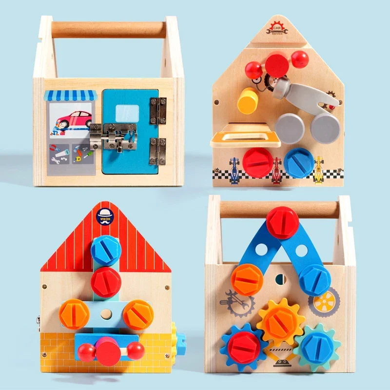 Busy Box™ - Tutustu ja opi - Puinen aktiviteettilaatikko