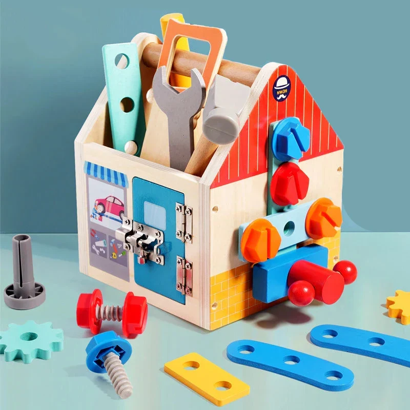 Busy Box™ - Tutustu ja opi - Puinen aktiviteettilaatikko