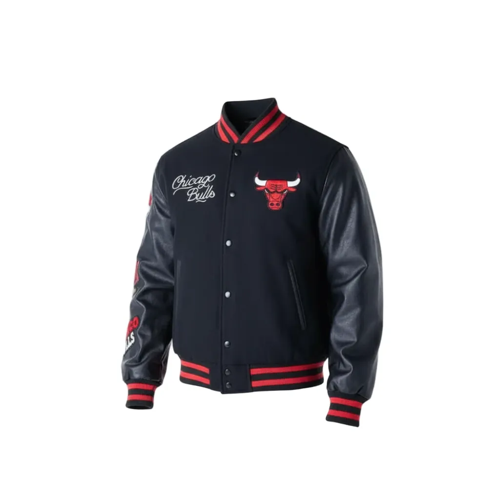 Chicago Bulls NBA -merkkinen musta-punainen yliopistotakki Xs