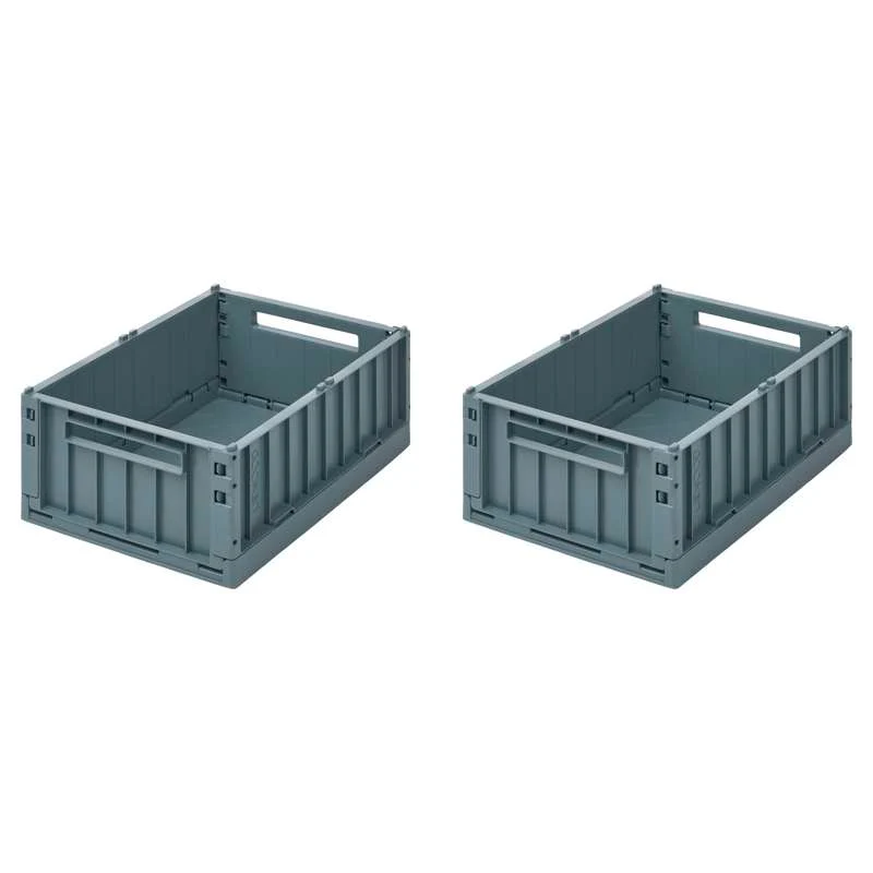 Liewood Weston Opbevaringsboks - Medium - 2-pak - Whale Indigo