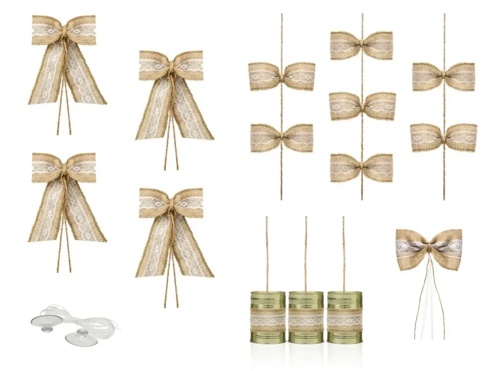 Auton koristelu Set häät Bows