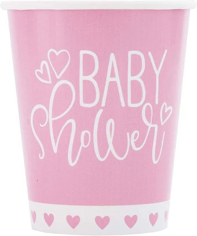 Baby Shower kupit vaaleanpunainen valkoinen 266ml 8kpl
