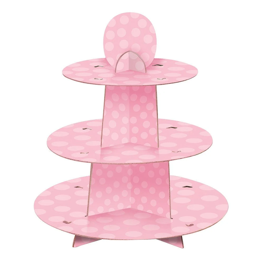 Cupcake etageri Dots vaaleanpunainen 34cm