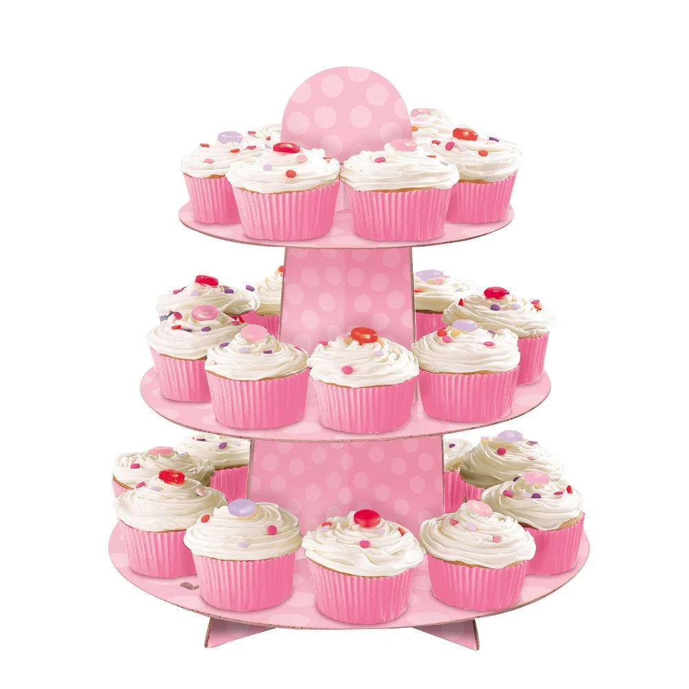 Cupcake etageri Dots vaaleanpunainen 34cm