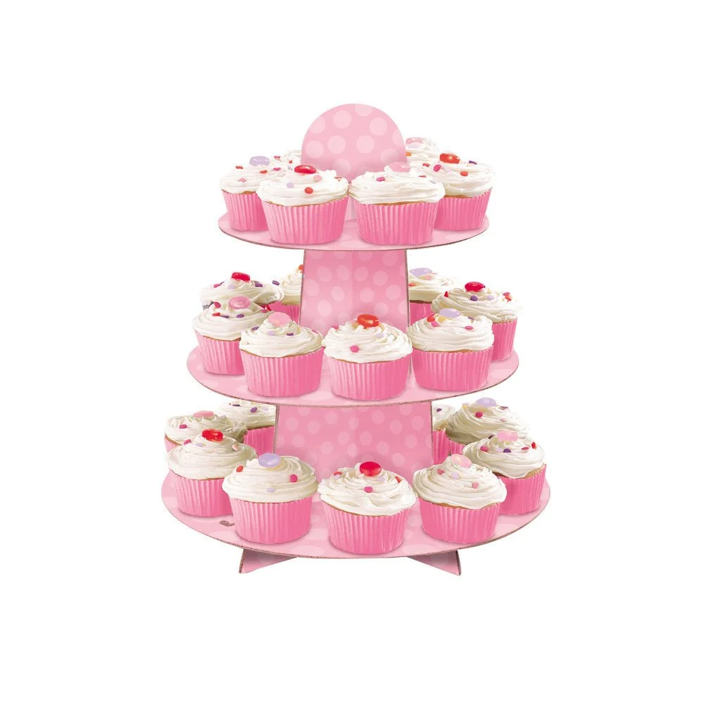 Cupcake etageri Dots vaaleanpunainen 34cm