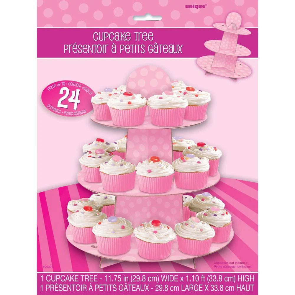 Cupcake etageri Dots vaaleanpunainen 34cm