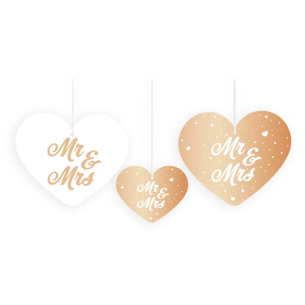 Mr, & Mrs, Ripustettava koristesarja Rose Gold 5 kpl