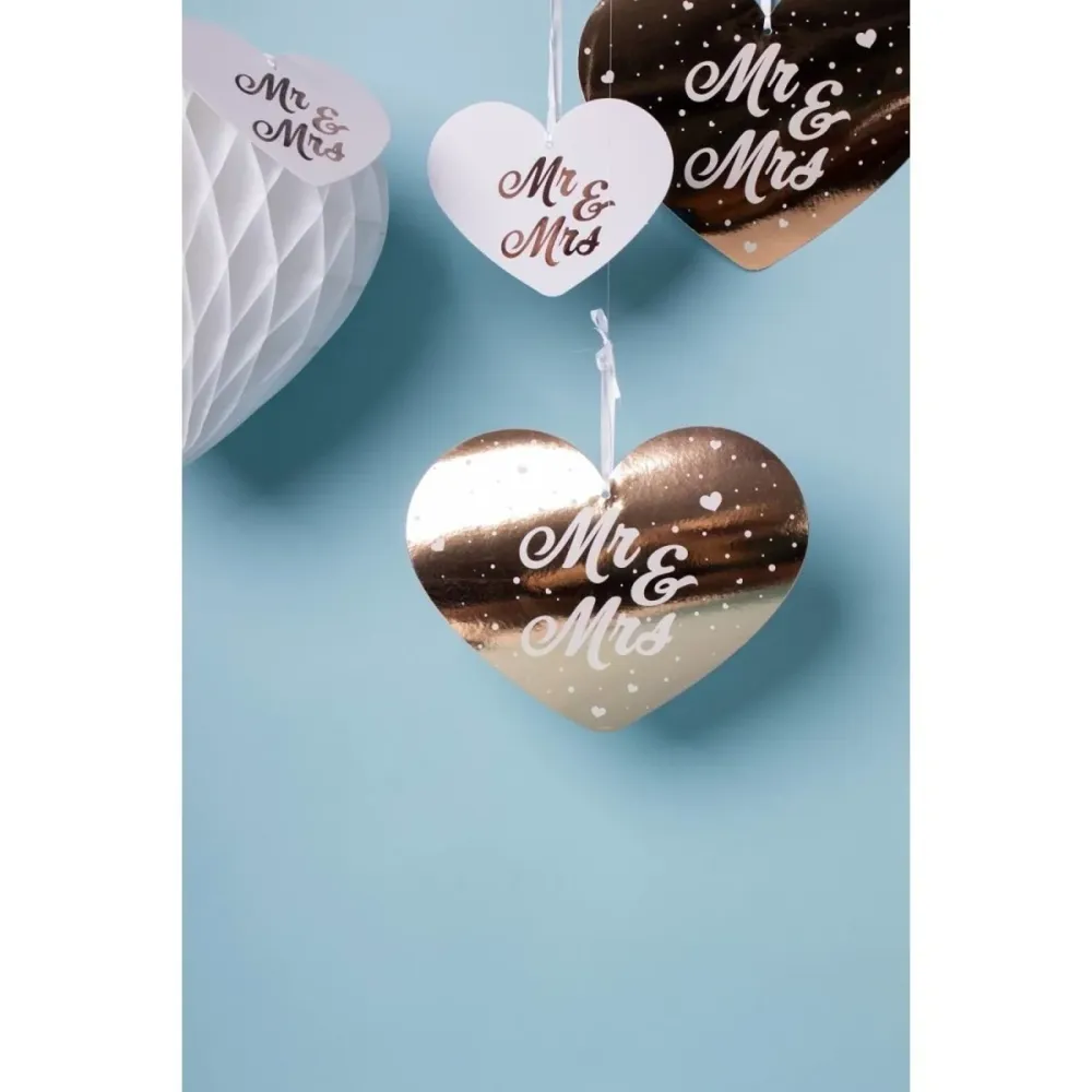 Mr, & Mrs, Ripustettava koristesarja Rose Gold 5 kpl