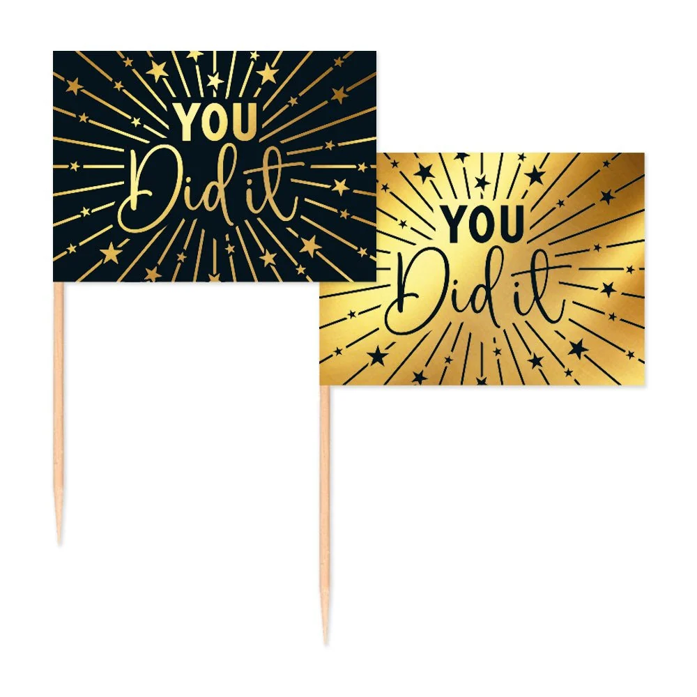 Passed Cocktail Picks Gold Black You Did It 50kpl