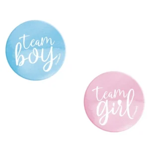 Sukupuolen paljastaa napit Team Boy ja Team Girl 3cm 10kpl 10kpl