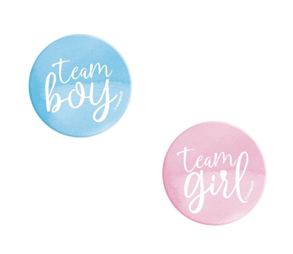 Sukupuolen paljastaa napit Team Boy ja Team Girl 3cm 10kpl 10kpl