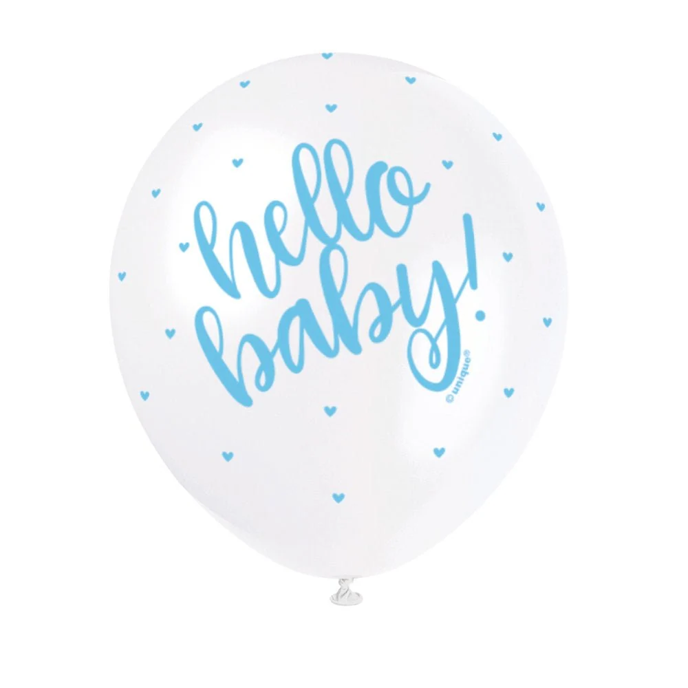 Syntymä ilmapallot Hello Baby sininen 30cm 5kpl