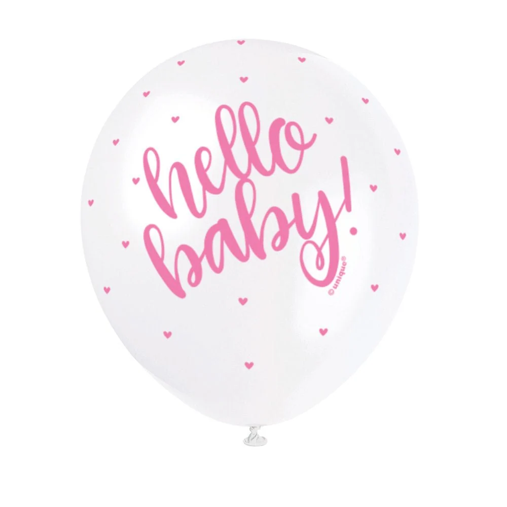 Syntymä ilmapallot Hello Baby vaaleanpunainen 30cm 5kpl