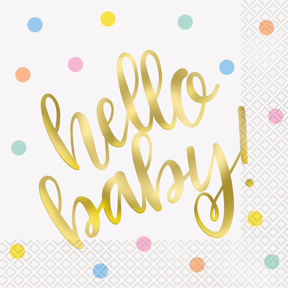 Syntymä lautasliinat Hello Baby Babyshower 33cm 16kpl