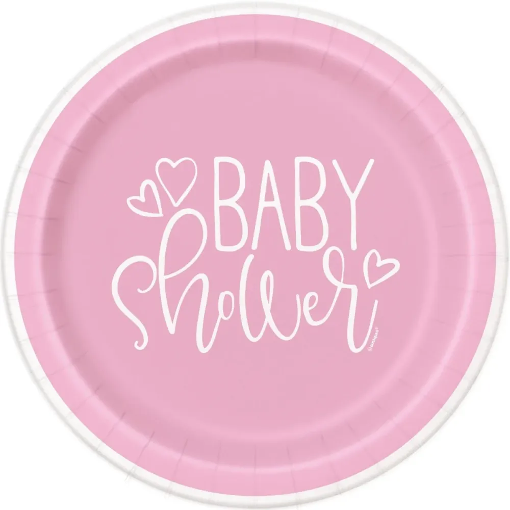 Vaaleanpunainen Baby Shower lautaset tyttö 8kpl