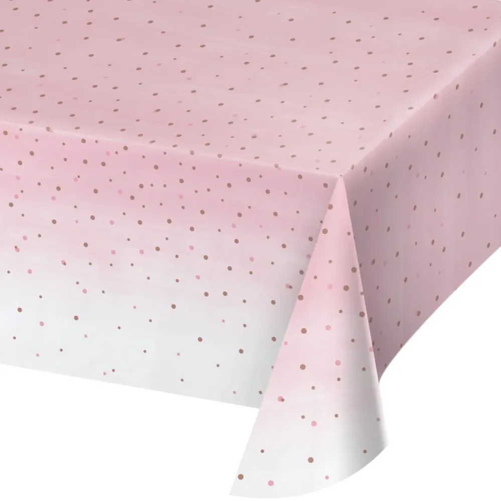 Vaaleanpunainen pöytäliina Dots Muovi 2.59m