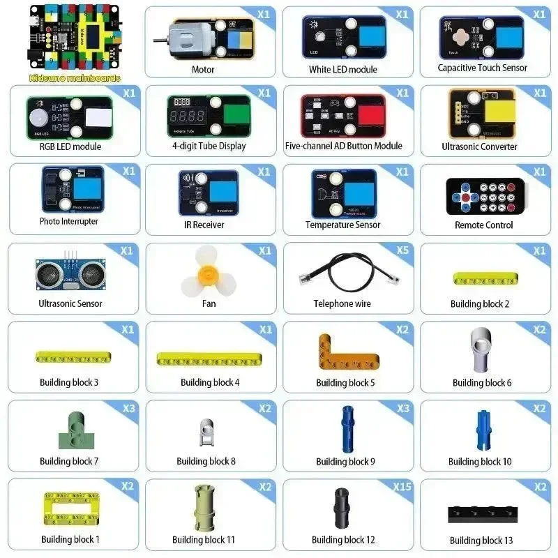 KeyeStudio Kidsbits STEM elektroniset rakennuspalikat älykäs tuuletinpaketti Arduino