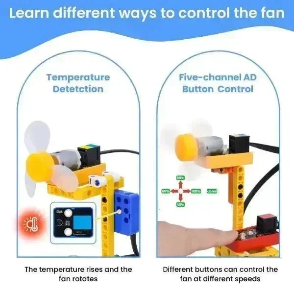KeyeStudio Kidsbits STEM elektroniset rakennuspalikat älykäs tuuletinpaketti Arduino