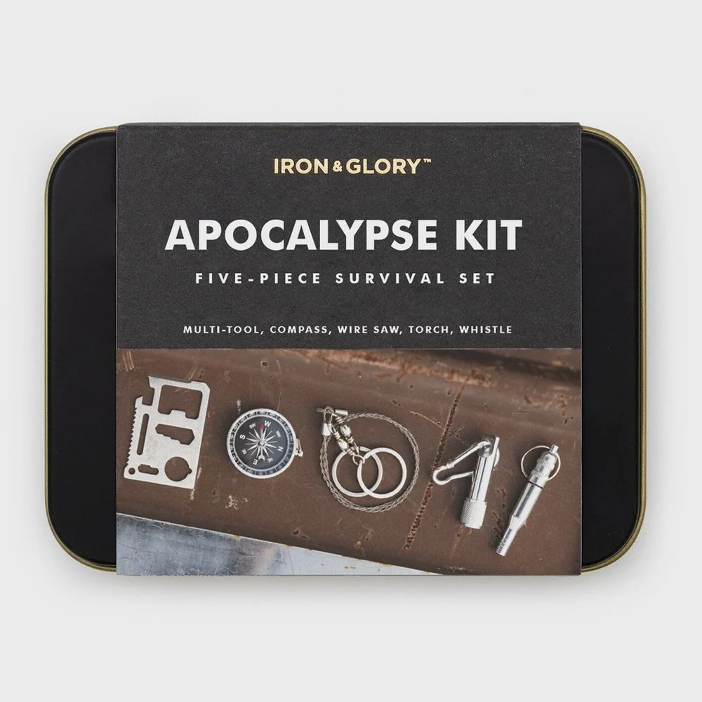 Apocalypse Survival Kit metallisessa lahjarasiassa