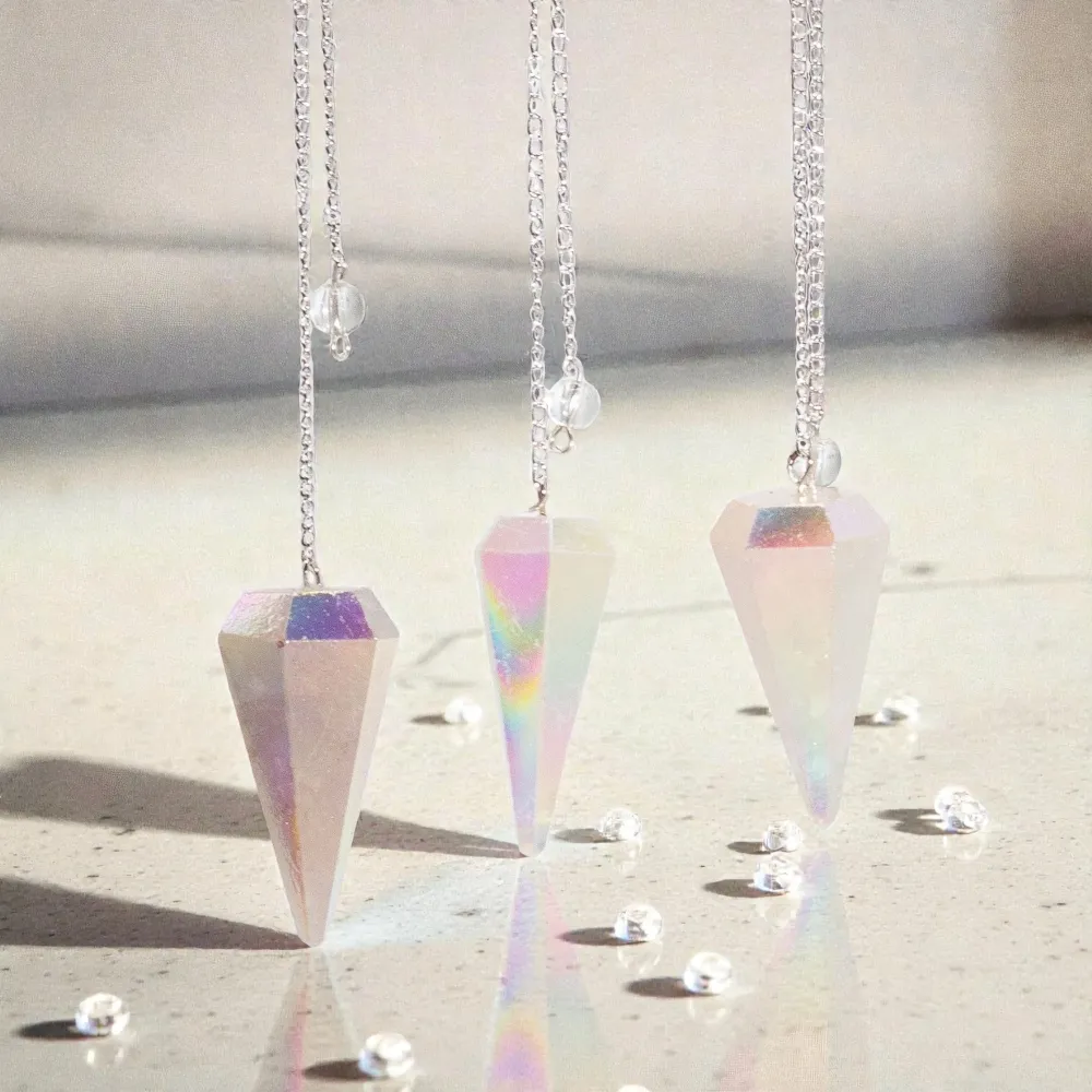 Kuusikulmainen heiluri – Aurora Crystal Angel White – 4 cm