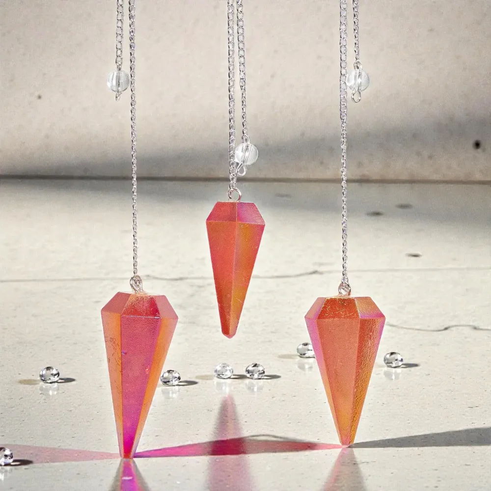 Kuusikulmainen heiluri – Aurora Crystal Peach – 4 cm