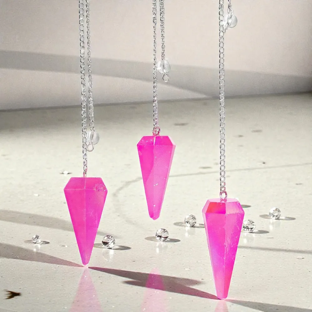 Kuusikulmainen heiluri – Aurora Crystal Pink – 4 cm