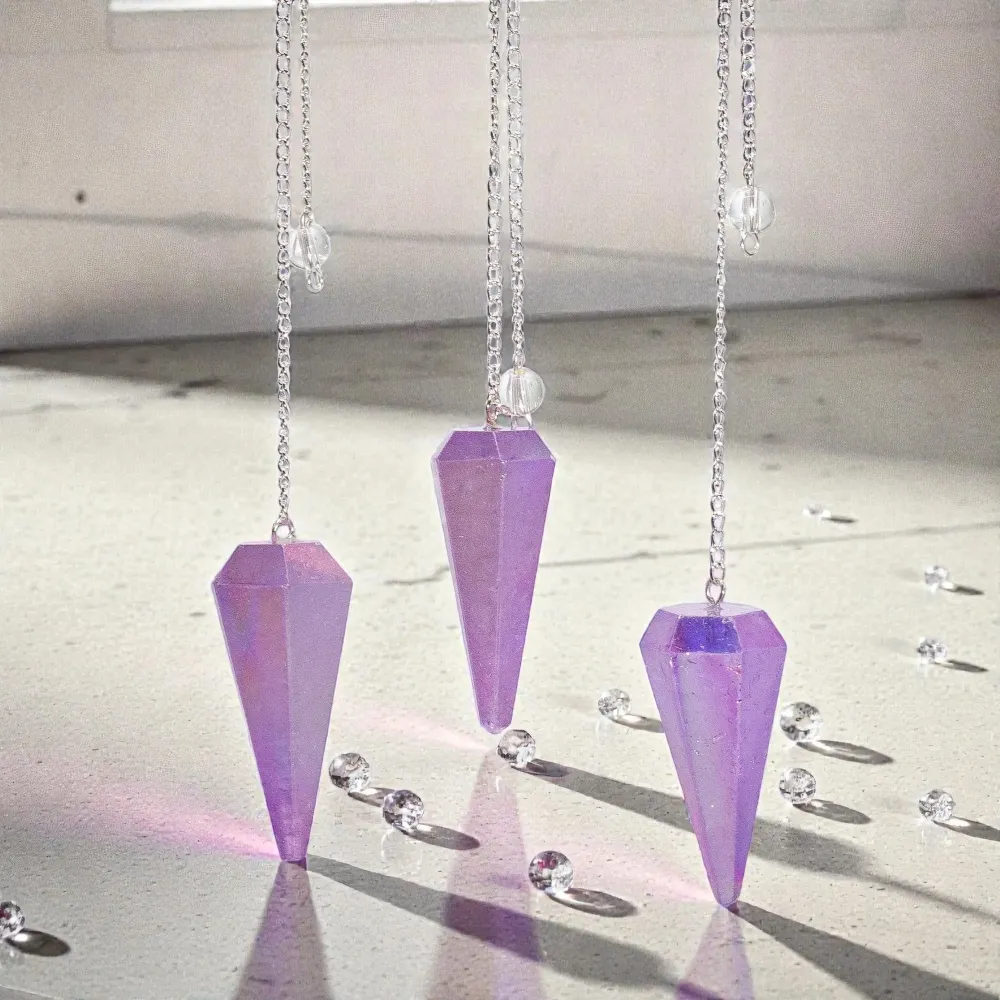 Kuusikulmainen heiluri – Aurora-kristalli violetti – 4 cm