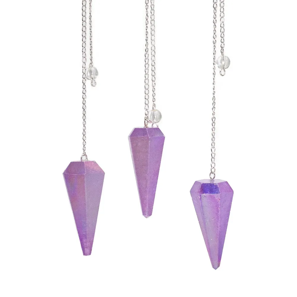 Kuusikulmainen heiluri – Aurora-kristalli violetti – 4 cm