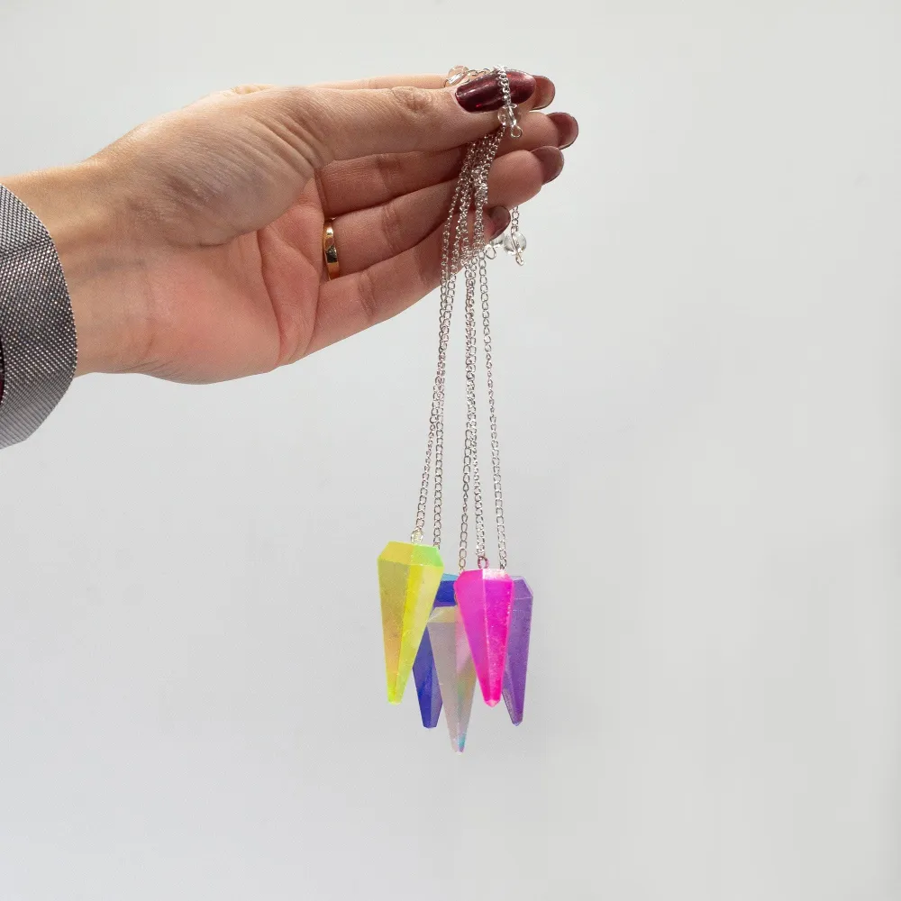 Kuusikulmainen heiluri – Aurora-kristalli violetti – 4 cm