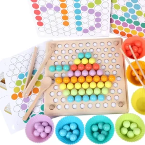 Ecotoys Grip & Play | Hienomotoriikka ja oppimisen ilo - Puiset helmitaulu ja pinsettipeli opetukselliseen kehitykseen!