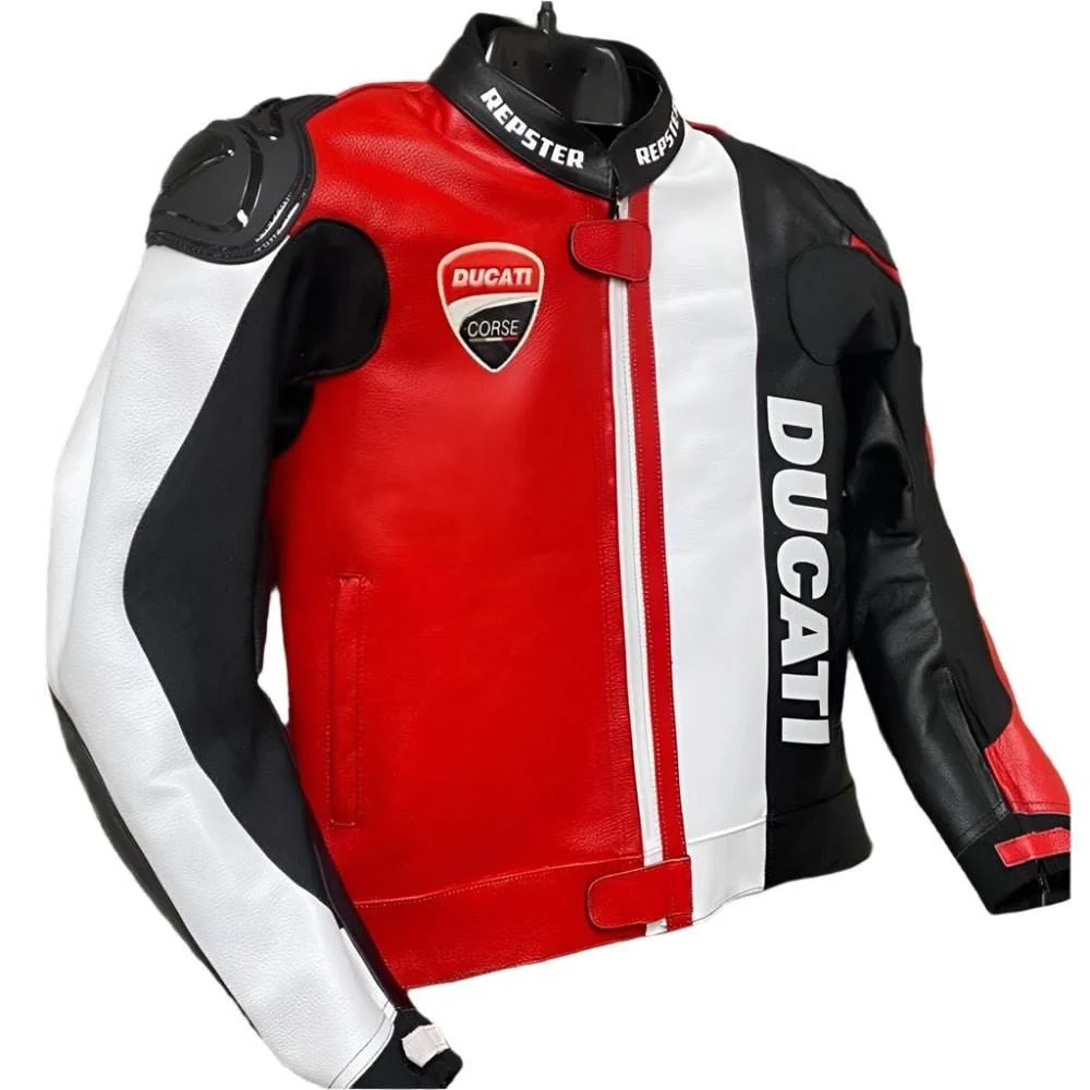 Ducati Corse -moottoripyörän kilpanahkatakki - naudannahkaa ja sertifioidut suojat 44