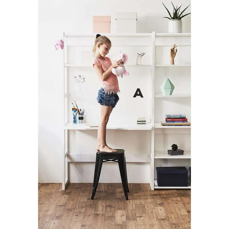 Hoppekids STOREY - Reol - 3 Sektioner m. 14 Hylder og Skriveplade - 80 cm. - Hvid