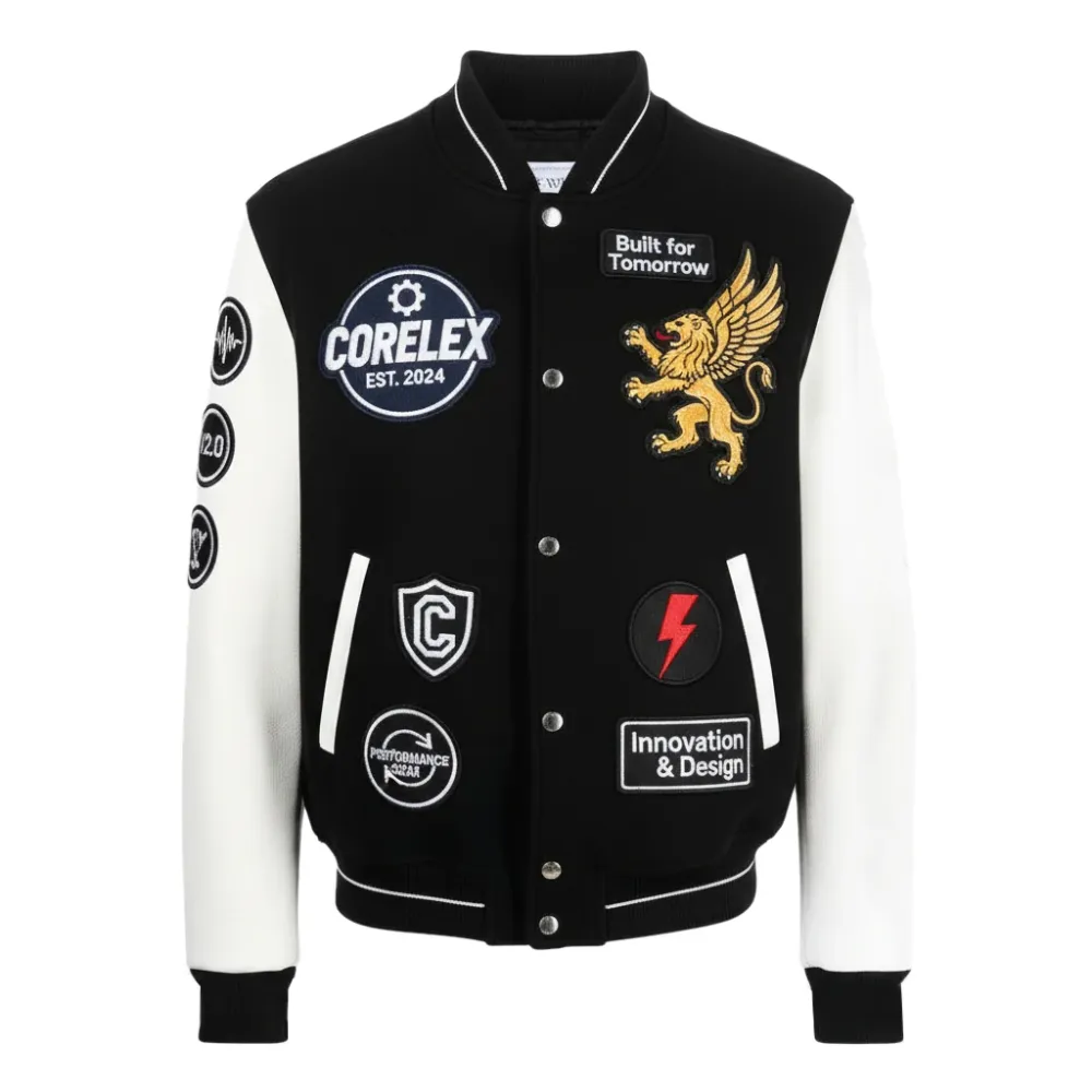 Luonnonvalkoinen Logic Varsity -takki, musta, USA Xs