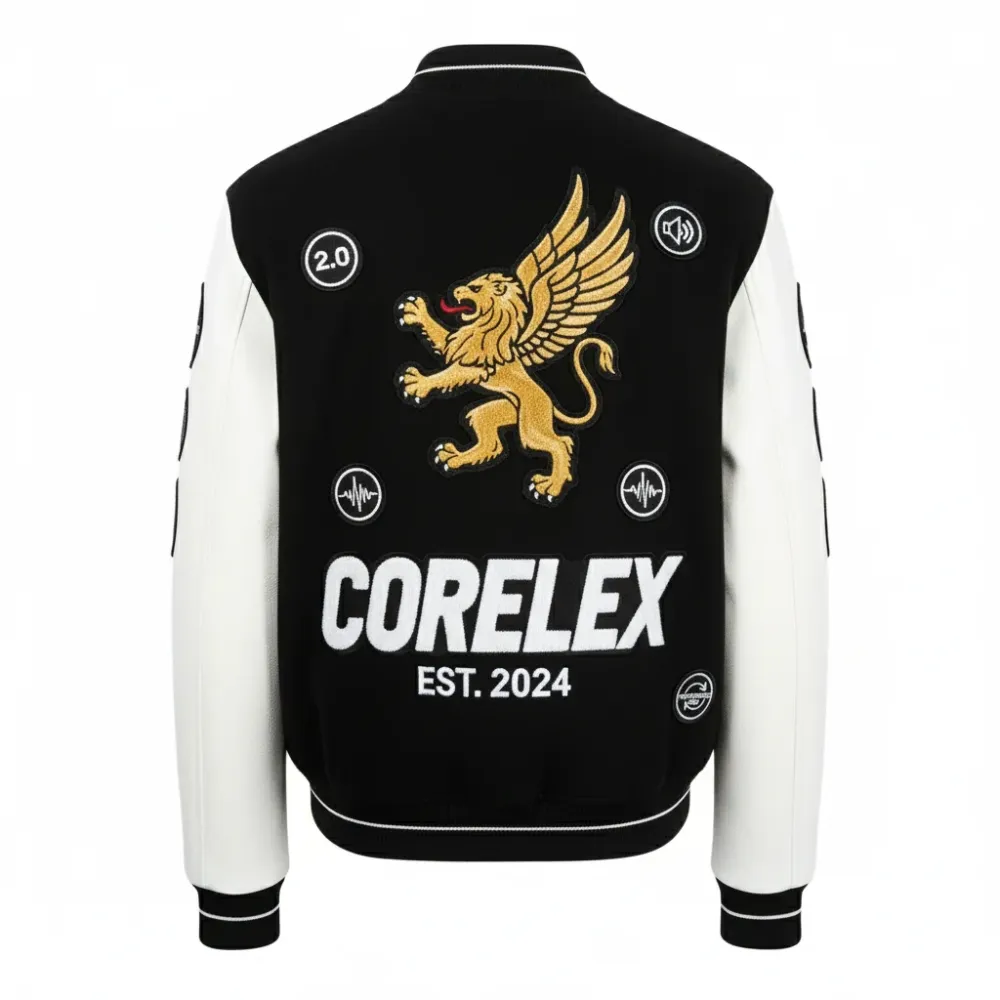 Luonnonvalkoinen Logic Varsity -takki, musta, USA Xs