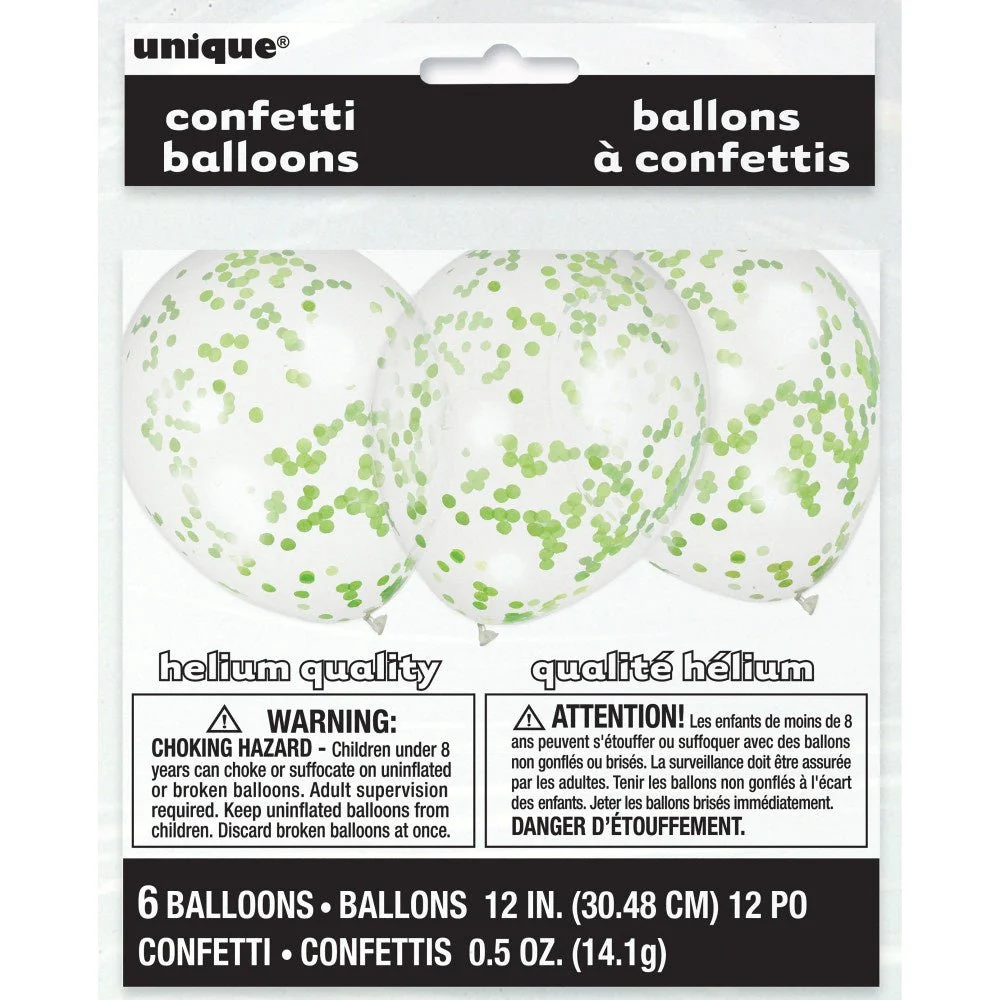 Confertti ilmapallot Lime Green 40cm 6kpl 6kpl