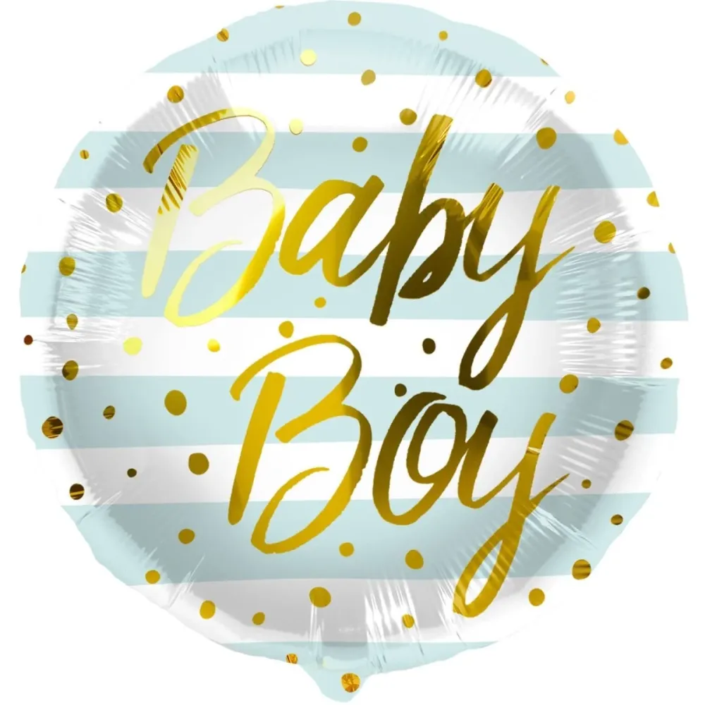 Folio ilmapallo 'Baby Boy' raidat sininen - 45cm