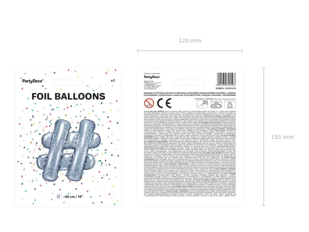 Folio ilmapallo Hashtag # Holografinen 35cm