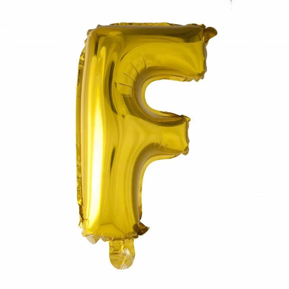 Folio ilmapallo kirjain F Gold 41cm oljen kanssa Straw