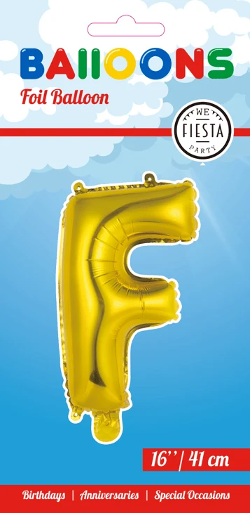 Folio ilmapallo kirjain F Gold 41cm oljen kanssa Straw
