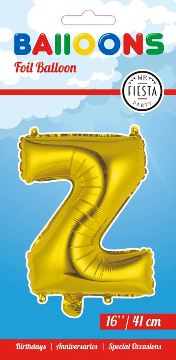 Folio ilmapallo kirjain Z Gold 41cm oljen kanssa Straw