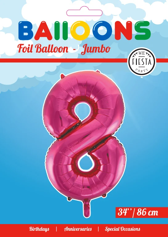 Folio ilmapallo Kuva 8 Fuksia XL 86cm tyhjä tyhjä