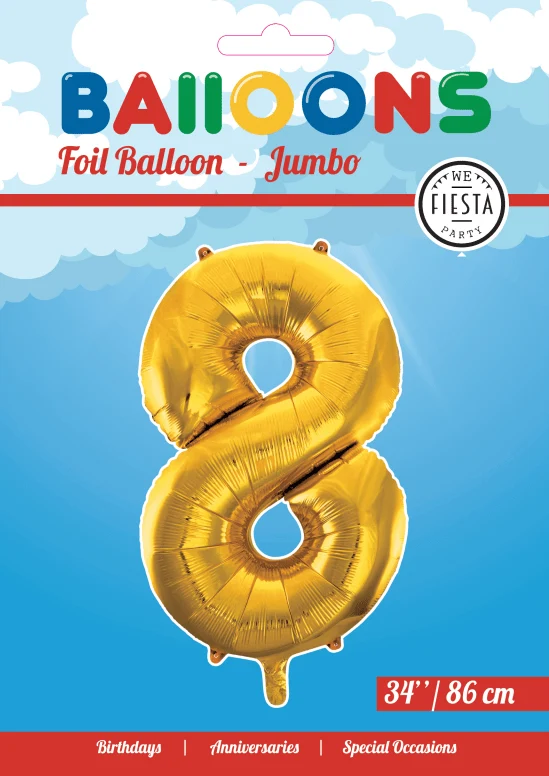 Folio ilmapallo Kuva 8 Gold XL 86cm tyhjä
