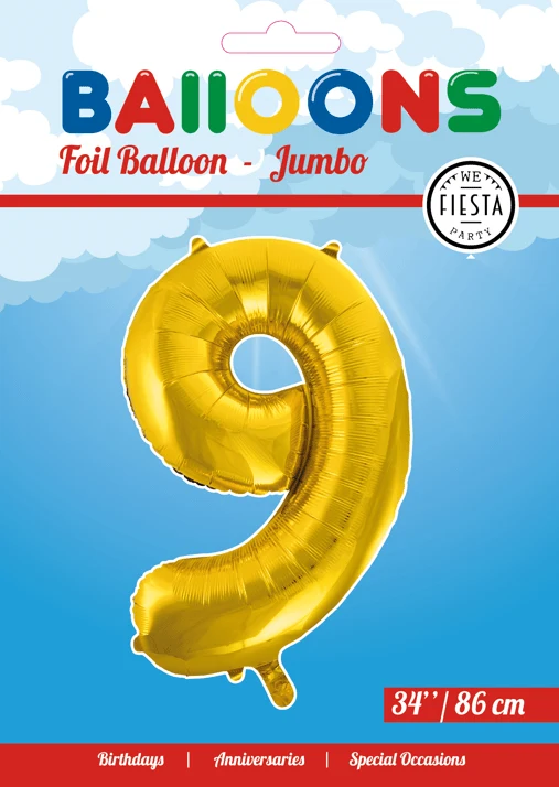Folio ilmapallo Kuva 9 Gold XL 86cm tyhjä