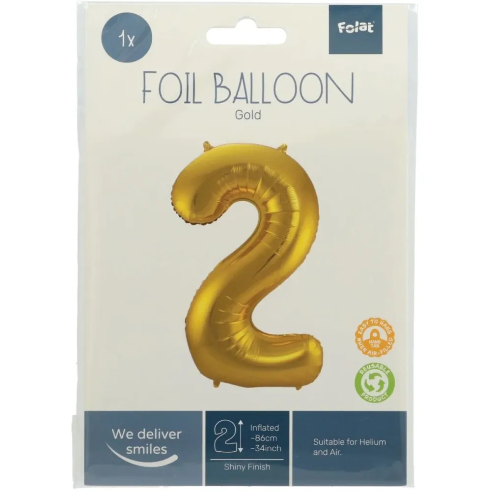 Folio ilmapallo Kuva 2 Gold Metallic XL 86cm tyhjä